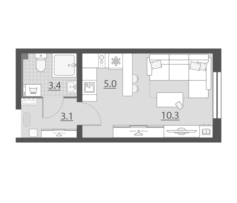 Екатеринбург, ул. Евгения Савкова, 44б/2 (Широкая речка) - фото квартиры (2)