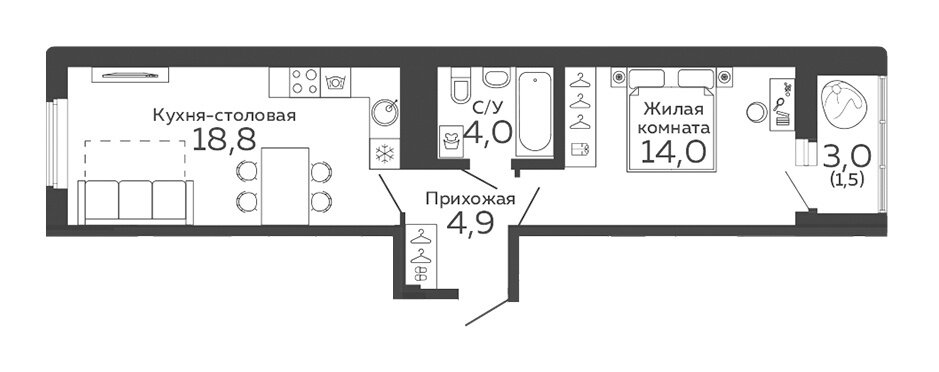 Екатеринбург, ул. Новосинарский, 7 (Птицефабрика) - фото квартиры (2)