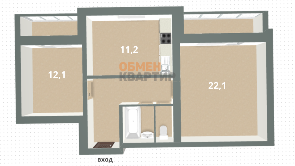 Екатеринбург, ул. Бебеля, 138 (Новая Сортировка) - фото квартиры (3)