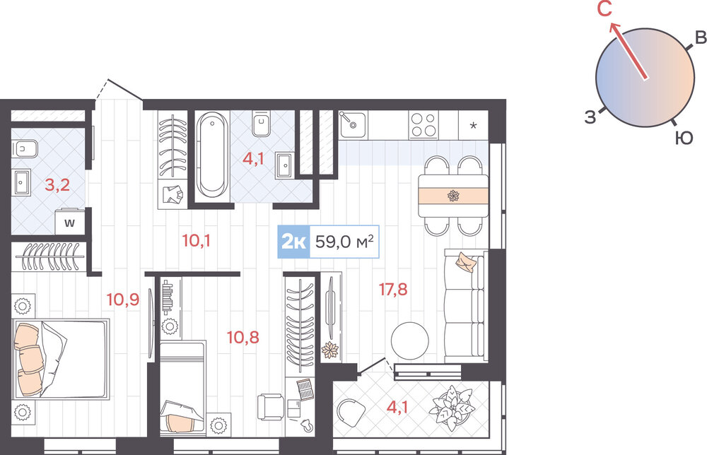 Екатеринбург, ул. Амундсена, 1, ЖК Да на Амундсена (Дом) (Юго-Западный) - фото квартиры