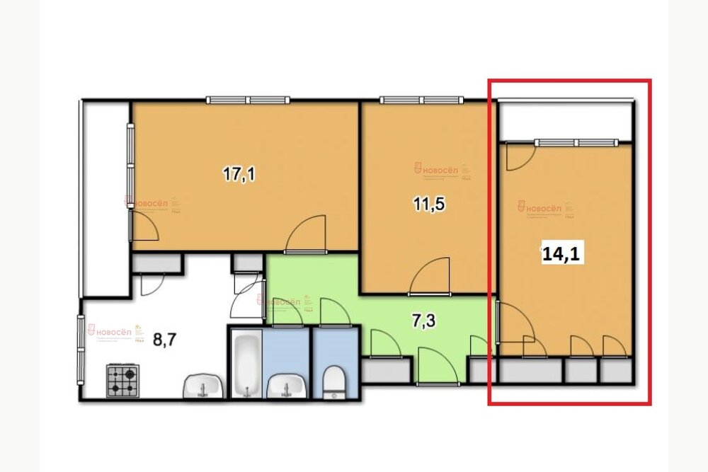 Екатеринбург, ул. Орджоникидзе, 4/а (Уралмаш) - фото комнаты (1)