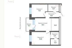 Екатеринбург, ул. Шаумяна, 20, «Южные кварталы» (Брусника) (Шаумяна, 20) - фото квартиры