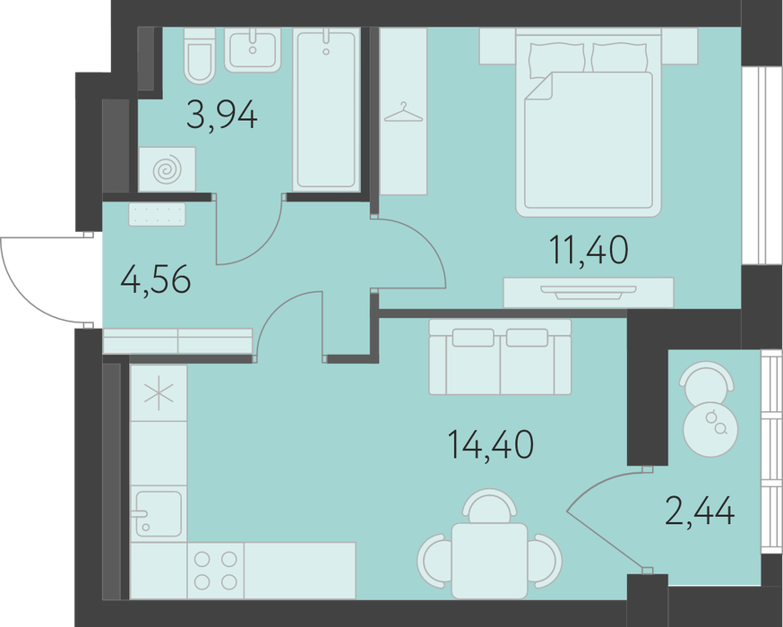 Екатеринбург, ул. улица Академика Парина, дом, 13.2, Квартал Новая Олимпика (Дом 13.2) (Академический) - фото квартиры