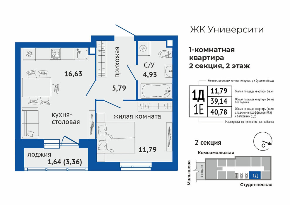 Екатеринбург, ул. Малышева, 137а, ЖК Университи (Дом) (Втузгородок) - фото квартиры