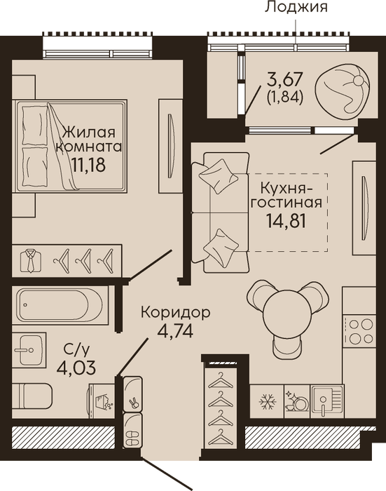 Екатеринбург, ул. границы улиц Челюскинцев-Беринга-Героев России., Жилой квартал «Тихий центр» (Этап 1) (Вокзальный) - фото квартиры (1)