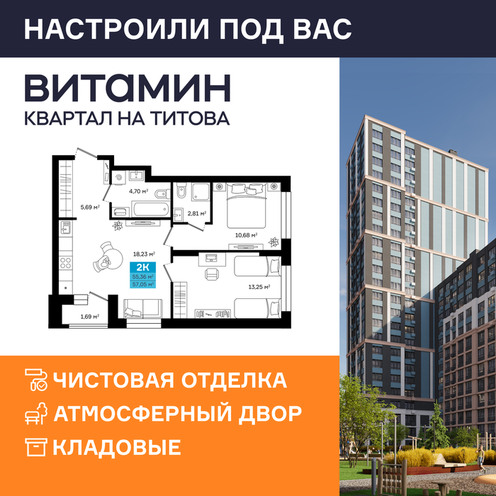 Екатеринбург, ул. Монтерская, Vitamin (Витамин) – квартал на Титова (2 этап) (Вторчермет) - фото квартиры (1)