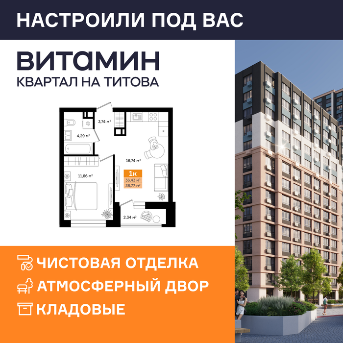 Екатеринбург, ул. Монтерская, Vitamin (Витамин) – квартал на Титова (2 этап) (Вторчермет) - фото квартиры (1)