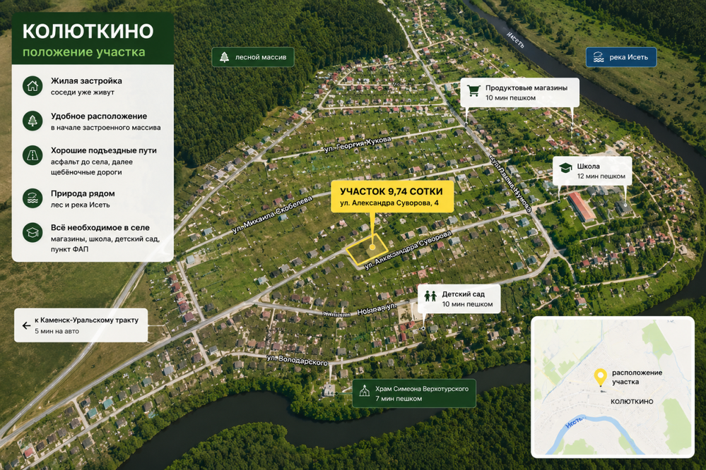 п. Колюткино, ул. Александра Суворова, 4 (городской округ Белоярский) - фото земельного участка (3)