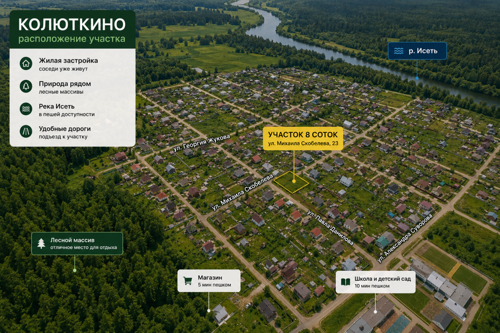 п. Колюткино, ул. Михаила Скобелева (городской округ Белоярский) - фото земельного участка (3)