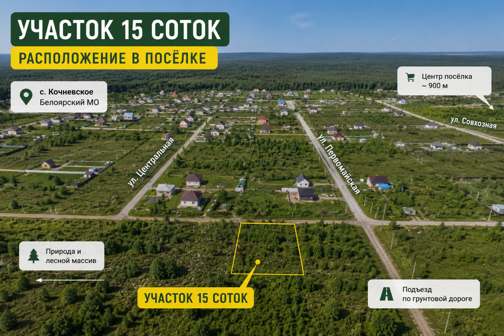 с. Кочневское, ул. Первомайская (городской округ Белоярский) - фото земельного участка (4)