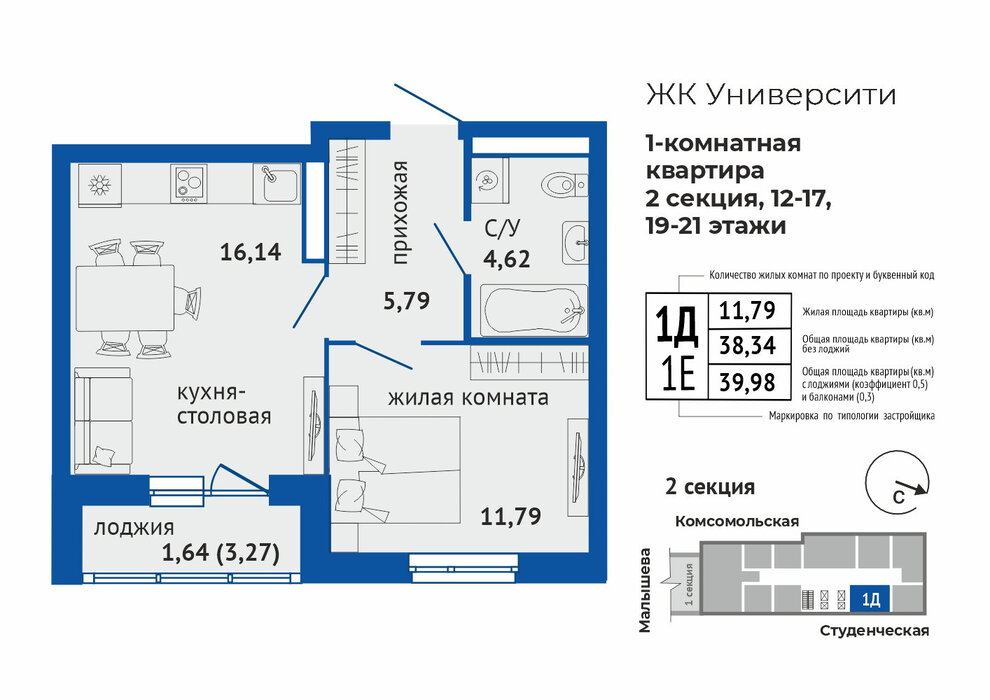 Екатеринбург, ул. Малышева, 137а, ЖК Университи (Дом) (Втузгородок) - фото квартиры (1)